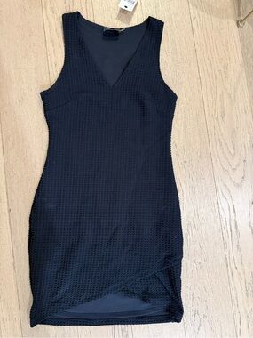 Astr Navy Textured V-Neck Mini Dress